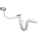Flexible Sink Siphon with Waste, Washing Machine Connector and Overflow Texo